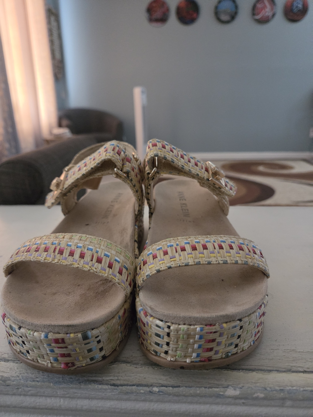 Anne Klein Woven Multi-Color Platform Sandals - Women's